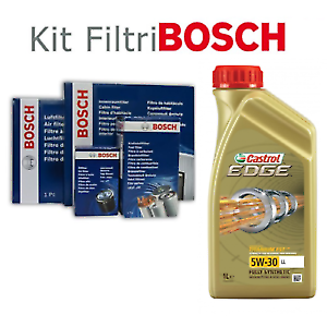 Kit tagliando filtri bosch + olio castrol vw tiguan 5n 2.0 tdi dal 2007 al 2016