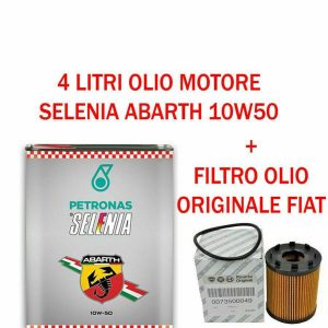 Kit tagliando filtro olio + 4 litri olio motore selenia 10w50 fiat 500 abarth