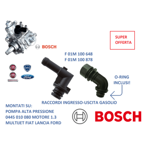 Raccordi F01m100648 F01m100878 Per Pompa 0445010080 Bosch Fiat 1.3 Multijet