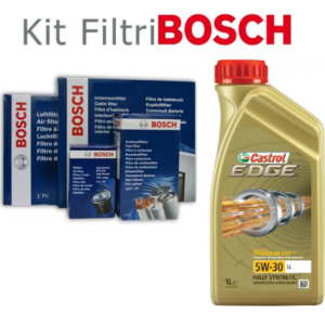 Kit tagliando filtri bosch + olio castrol 5w30 smart (451) 1.0 benzina dal 2007